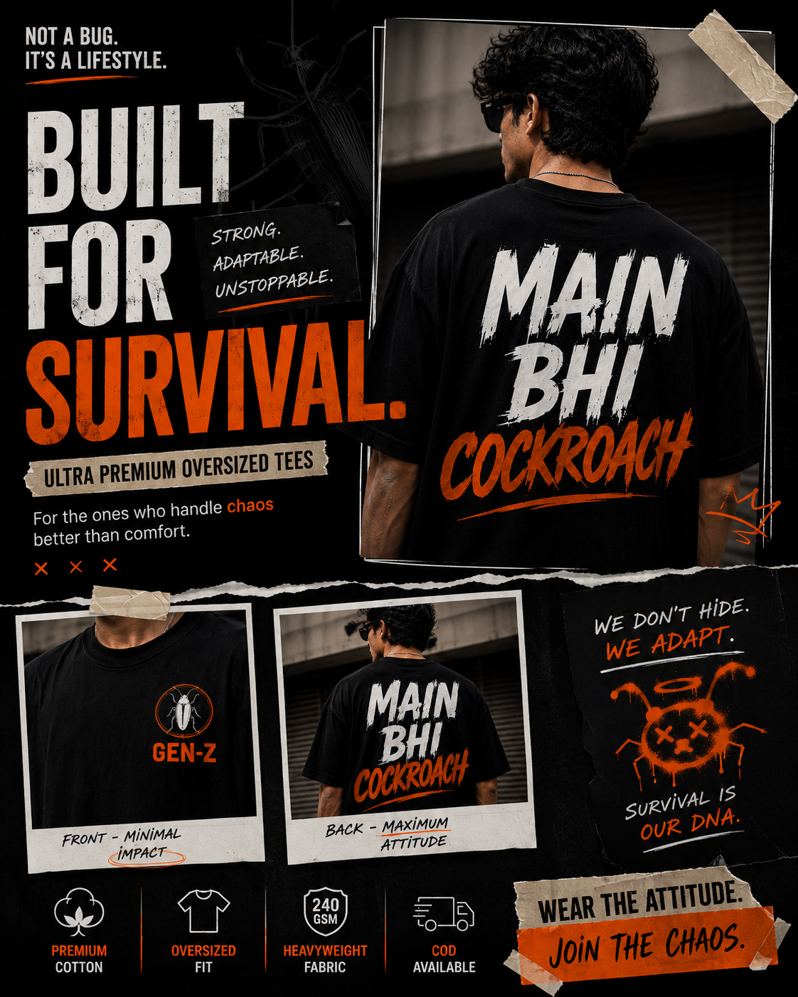 mai bhi cockroach tshirt