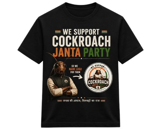 Cockroach Janta Party T-Shirt | Voice of the Lazy & Unemployed Tee | Meme Political Protest Merch